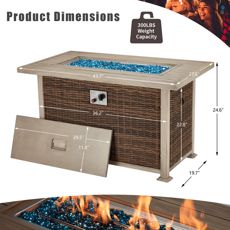 Ephraim Fire Pit Table With Hidden Propane Tank- Real Flame®