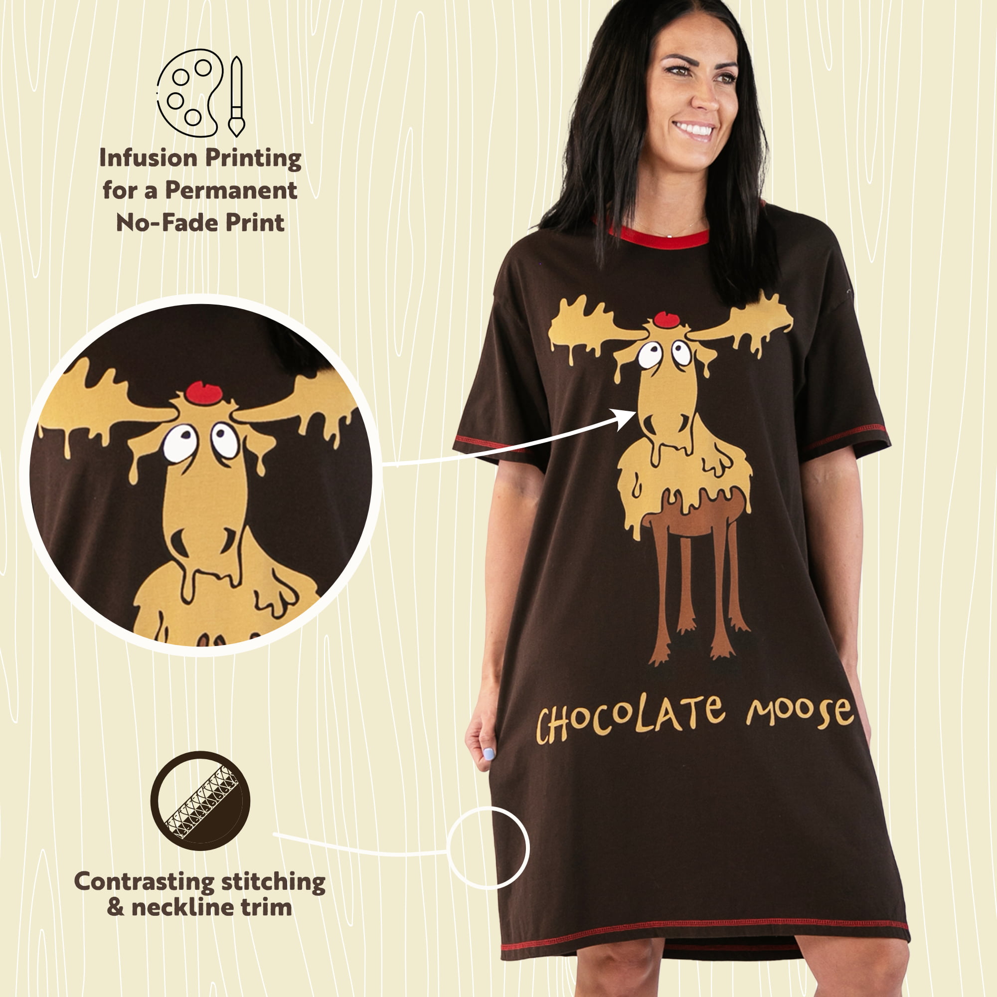 LazyOne Nightshirts for Women, Animal Designs Sleepshirts, Mousse (Chocolate  Moose, One Size) 