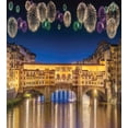 thumbnail image 3 of Landscape Duvet Cover Set, Night Panoramic View Vecchio Bridge Florence Italy Colorful Fireworks, Decorative 3 Piece Bedding Set with 2 Pillow Shams, Calking Size, Yellow Navy Purple, by Ambesonne, 3 of 3