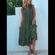 thumbnail image 4 of Vestido Informal para Mujer, Sin Mangas, Cuello en V, Botones, para Playa, con Volantes Escalonados, Falda , Vestidos Midi. Verde XL, 4 of 9