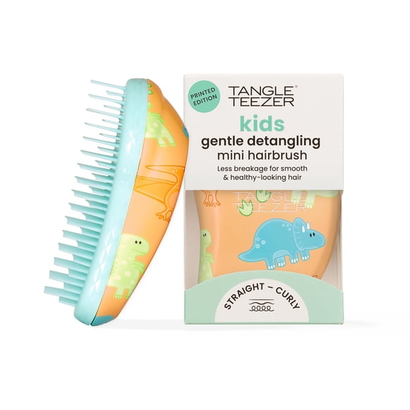 Tangle Teezer Original Detangler Brush, Dry & Wet Travel Size Mini Hair Brush, for Kids & All Hair Types, Dino Mighty