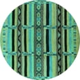 thumbnail image 1 of Ahgly Company Machine Washable Indoor Round Solid Turquoise Blue Modern Area Rugs, 8' Round, 1 of 4