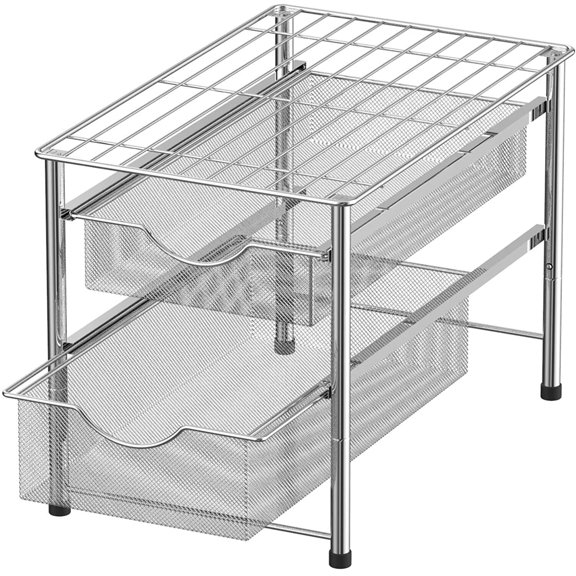 Oumilen 2-Tier Stackable Double Basket Cabinet Organizer, Metal