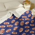 thumbnail image 3 of Football Icon Darkblue Pattern Soft Sherpa Fleece Throw Blanket, Warm Cozy Plush Blanket for Sofa Bed Couch, All Season, 40"x50", 3 of 5