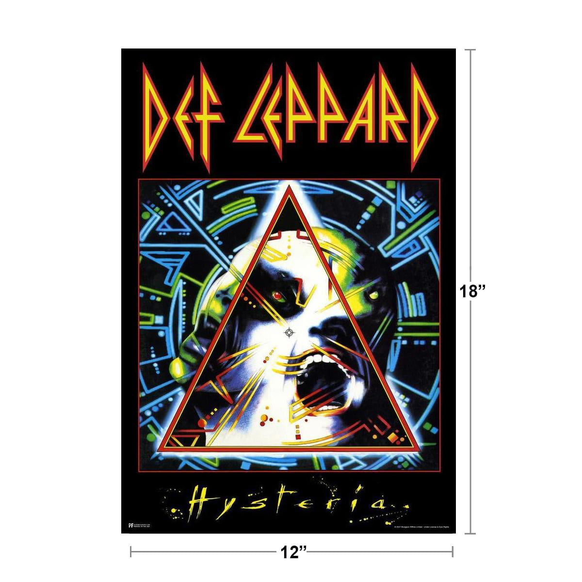 Def Leppard Pyromania Album Cover Heavy Metal Music Merchandise Retro Vintage 80s Aesthetic Band Laminated Dry Erase Wall Poster 12x18 