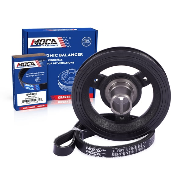 MOCA AUTOPARTS Harmonic Balancer with Serpentine Belt Fit for 2010-2017 GMC Terrain 2.4L & 2010-2017 Chevrolet Equinox 2.4L & 2003-2009 Saab 9-3 2.0L