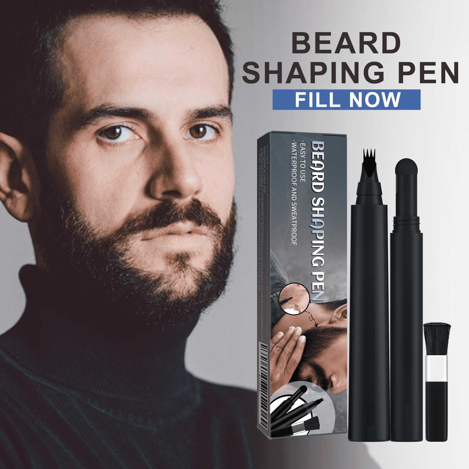 Alvantor Beard Pen Filler Kit for Men - Waterproof & Sweat Proof Facial Hair Enhancer