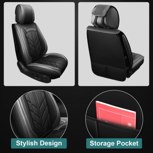 Tailored For 2005-2023 Toyota Tacoma Crew Cab/Double Cab SR,SR5,TRD Sport,TRD Off-Road Car Seat Covers Full Set, Black&Gray