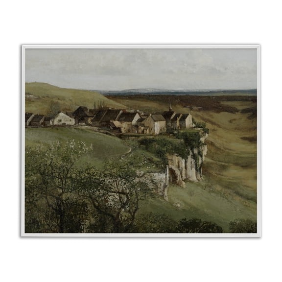 Stupell Industries Transitional Cliff Cottages Rural Landscape White Framed Giclee Art, 14 x 11, by Lettered and Lined