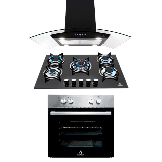 Tricombo Supra con Parrilla de Cristal Templado Campana de Isla y Horno Empotrable
