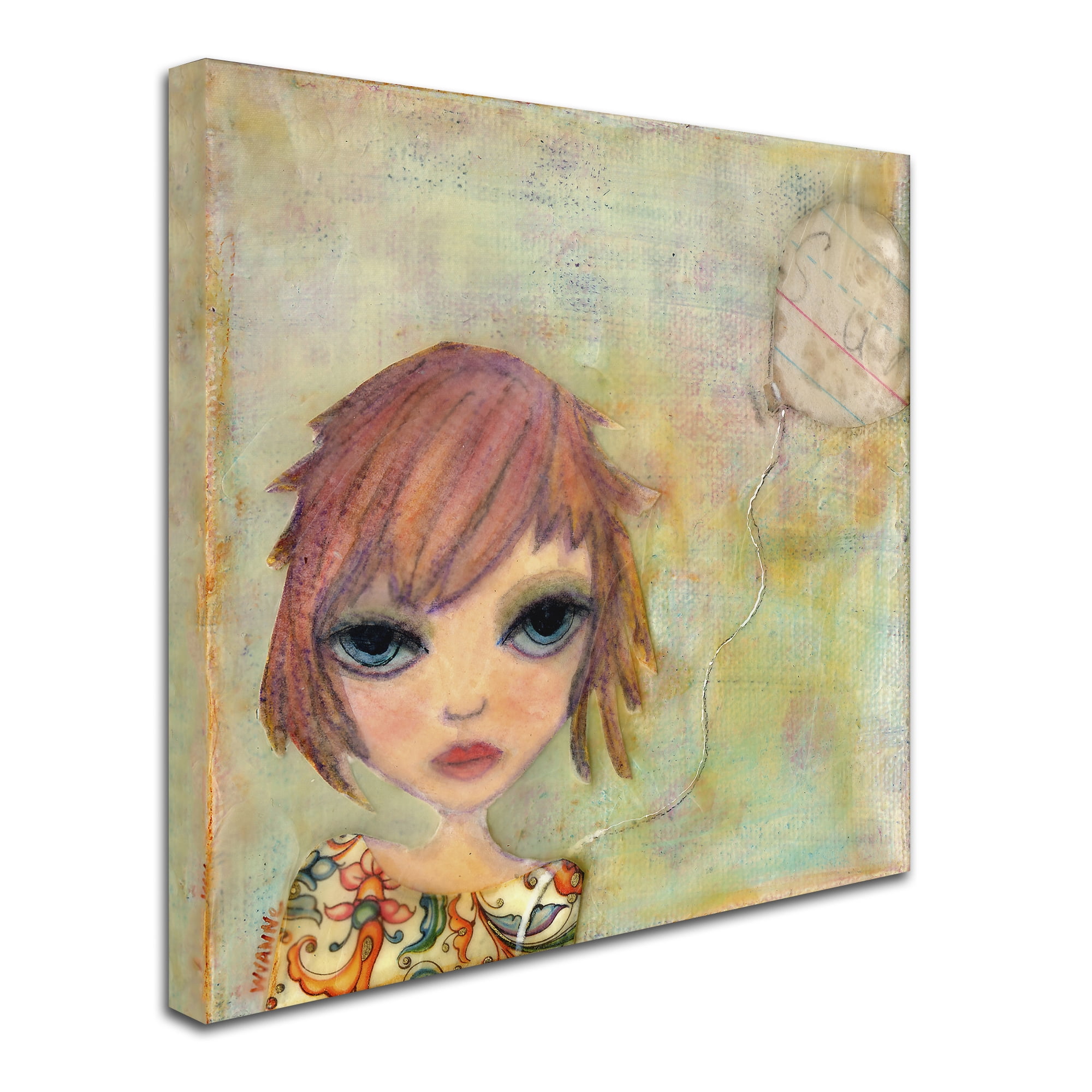 Trademark Fine Art 'Big Eyed Girl Cloudy Day' Canvas Art by Wyanne