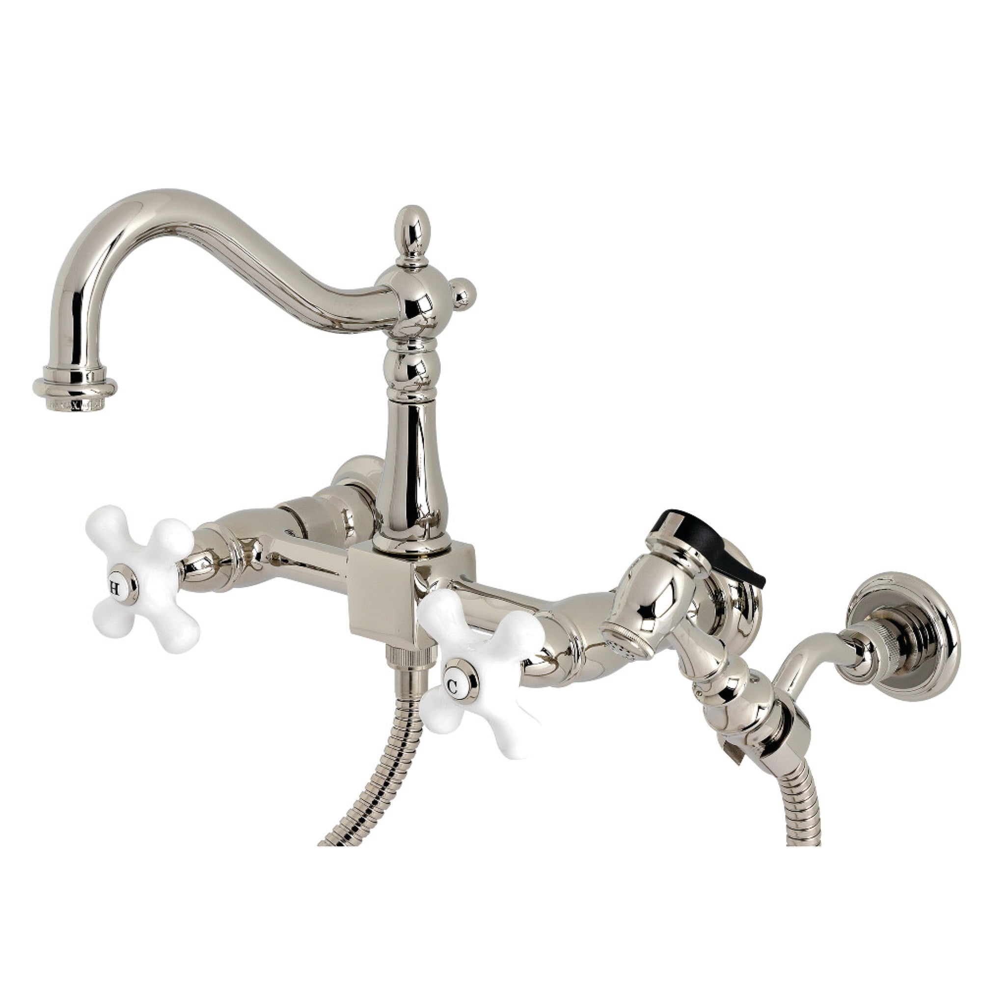 Kingston Brass KS1266PXBS Heritage Wall Mount Bridge Kitchen Faucet