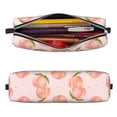 thumbnail image 2 of Cauagu Peach With Leaves Print Leather Pencil Pen Case - Stationery Bag Portable Stationery Bag Big Capacity Pencil Pouch Cosmetic Organizer Bag for Men & Women, 2 of 7