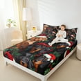 thumbnail image 4 of Manfei Kawaii Cartoon Dachshund Bed Sheets,Pet Lover King Sheets,Merry Xmas Christmas Hat Sheet Set For Girls Boys,Microfiber Bedroom Decor,4pcs, 4 of 7