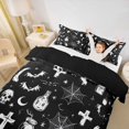 thumbnail image 5 of Manfei Halloween Gothic Sugar Skull Bedding, Festival Spooky Animal Duvet Cover Full, Black White Silver,Black Reversible,1 Duvet Cover and 2 Pillowcases,3pcs,No Comforter, 5 of 6
