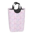 thumbnail image 1 of Panier à Linge Imperméable Pliable, Rayures Florales Roses Poignée en Aluminium Sac à Linge Panier de Rangement, 50L, 1 of 6