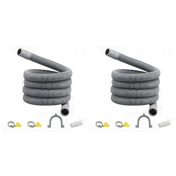 NEW 2X Drain Hose Extension Set Universal Washing Machine 1M,Include Bracket Connector and Clamps Hoses