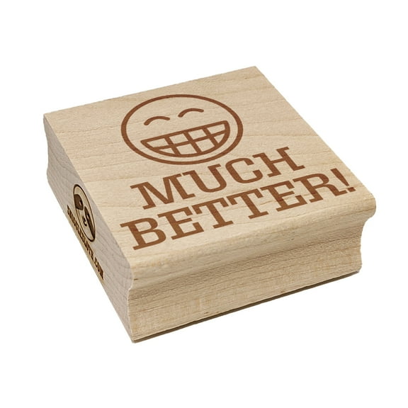 Much Better Happy Smile Face Teacher Motivation Square Rubber Stamp Stamping Scrapbooking Crafting - Small 1.25in