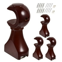 Homoyoyo Dark Red Wooden Drapery Rod Brackets Wall Mounted Roman Curtain Rods and Window Treatments