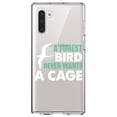 thumbnail image 1 of DistinctInk Clear Shockproof Hybrid Case for Samsung Galaxy Note 10 (6.3" Screen) - TPU Bumper Acrylic Back Tempered Glass Screen Protector - A Forest Bird Never Wants a Cage, 1 of 1
