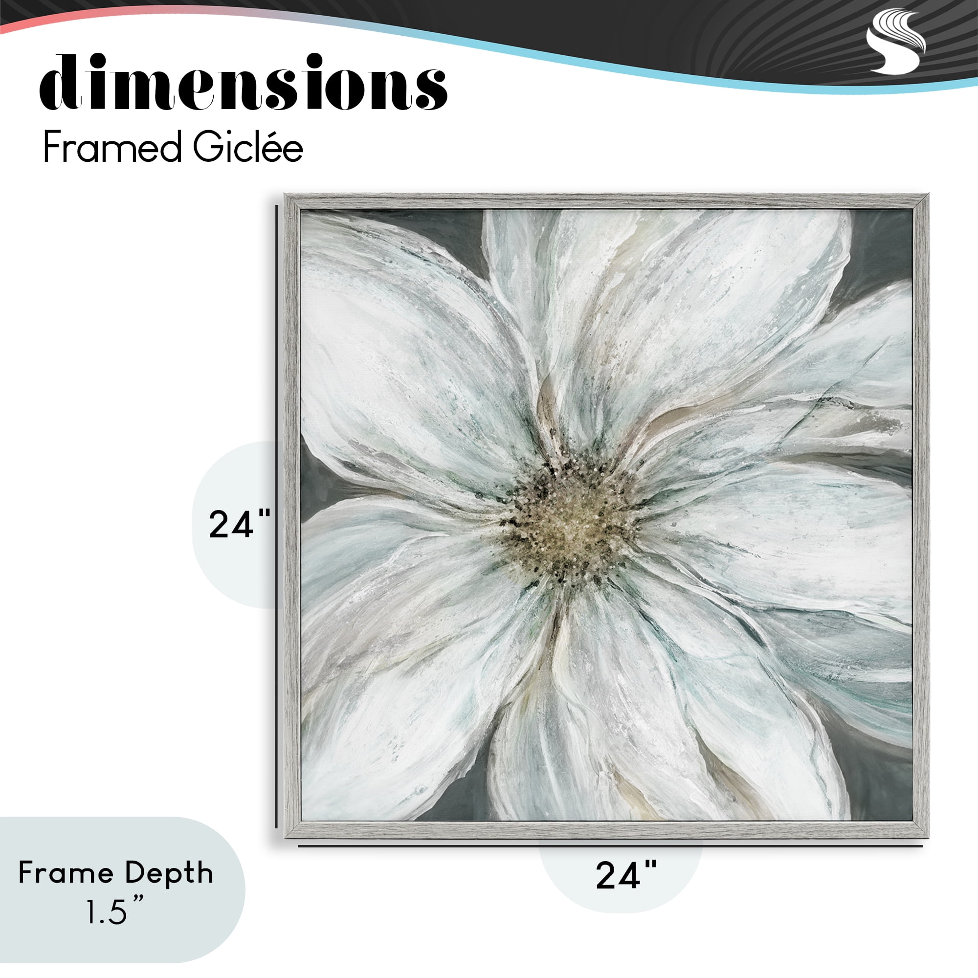 Stupell Industries Large White Flower Closeup Gray Framed Giclee Art, design by Carol Robinson