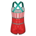 thumbnail image 2 of Sholeno Kids Girls Christmas Sequins Dance Jumpsuit Leotard Stripes Print Santa Candy Cane Dress Up Red 10, 2 of 7