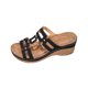 thumbnail image 1 of Sandalias de Cuña Negras para las Mujeres Reticular Corte Boca de Pescado Pie Abierto Zapatillas Sueltas Gruesas Primavera Verano, 1 of 7