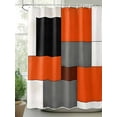 thumbnail image 2 of Fsddascl Modern Orange Beige Shower Curtain Set - Long 72" x 84" Washable Bathtub Curtain with 12 Hooks, Abstract Black Grey Color Blocks Waterproof Fabric Stall Shower Curtains for Bathroom/Bathtub, 2 of 6
