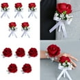 thumbnail image 2 of BQBQERT 5Pcs Wrist Corsages Rose Boutonnieres for Wedding Anniversary Proms Dinner Party, 2 of 13