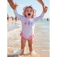 thumbnail image 6 of BemeyourBBs Toddler Baby Girl Swimsuit Infant Bathing Suit One-Piece Swimsuits with Sun Hat Set Long Sleeve Rash Guard Swimwear Ice Cream Zipper Summer Beach Wear, 6 of 9
