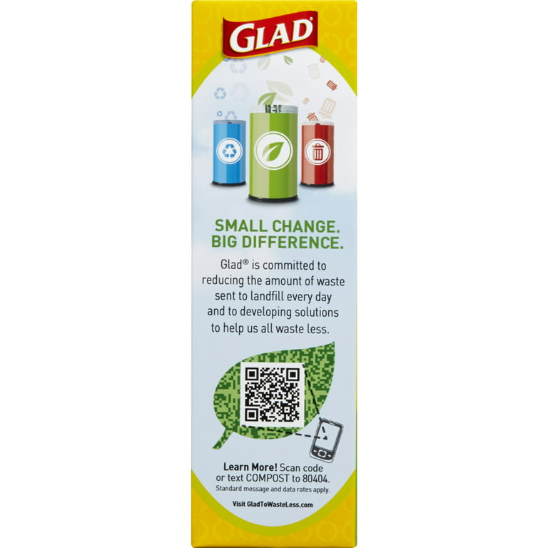 Glad OdorShield Tall Kitchen 100% Compostable Trash Bags - Fresh Clean - 13  Gallon - 10 Count 