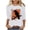 White, variant on Raeneomay 3/4 Length Sleeve Womens Tops Women's Independence Day Round Neck T-Shirt Loose Top