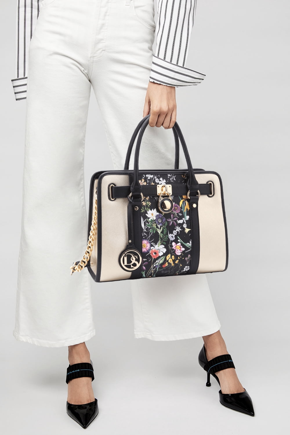 Dasein Women Handbags Purses Two Tone Satchel Bags Top Handle Shoulder Bags Work Tote with Matching Wallet