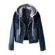 thumbnail image 1 of Hanzidakd - Chaquetas de talla grande para mujer, abrigos de invierno y otoño, de manga larga, estilo vintage, con capucha, botones, bolsillo, vaqueros desgastados, cárdigan informal para chicas, 1 of 7