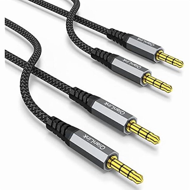 wonima02 2 Pack AUX Cable, (6.6ft/2m, Hi-Fi Sound) 3.5mm TRS Auxiliary Audio Cable Nylon Braided Cord Compatible with Car,Home Stereos,Speaker,iPod iPad,Headphones,Sony,Echo Dot,Beats (Grey)