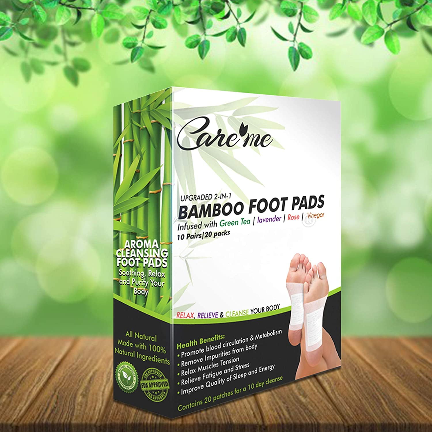 2in1 FDA Approved Foot Detox Pads, 20 Patches in 3 Scents Green Tea