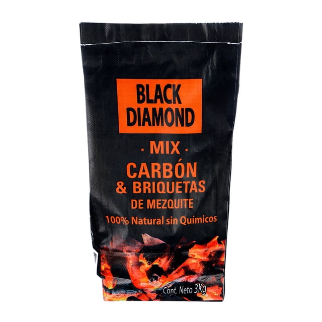 Mix de Carbon y Briquetas Black Diamond de Mezquite 100% Artesanal sin Quimicos 3kg
