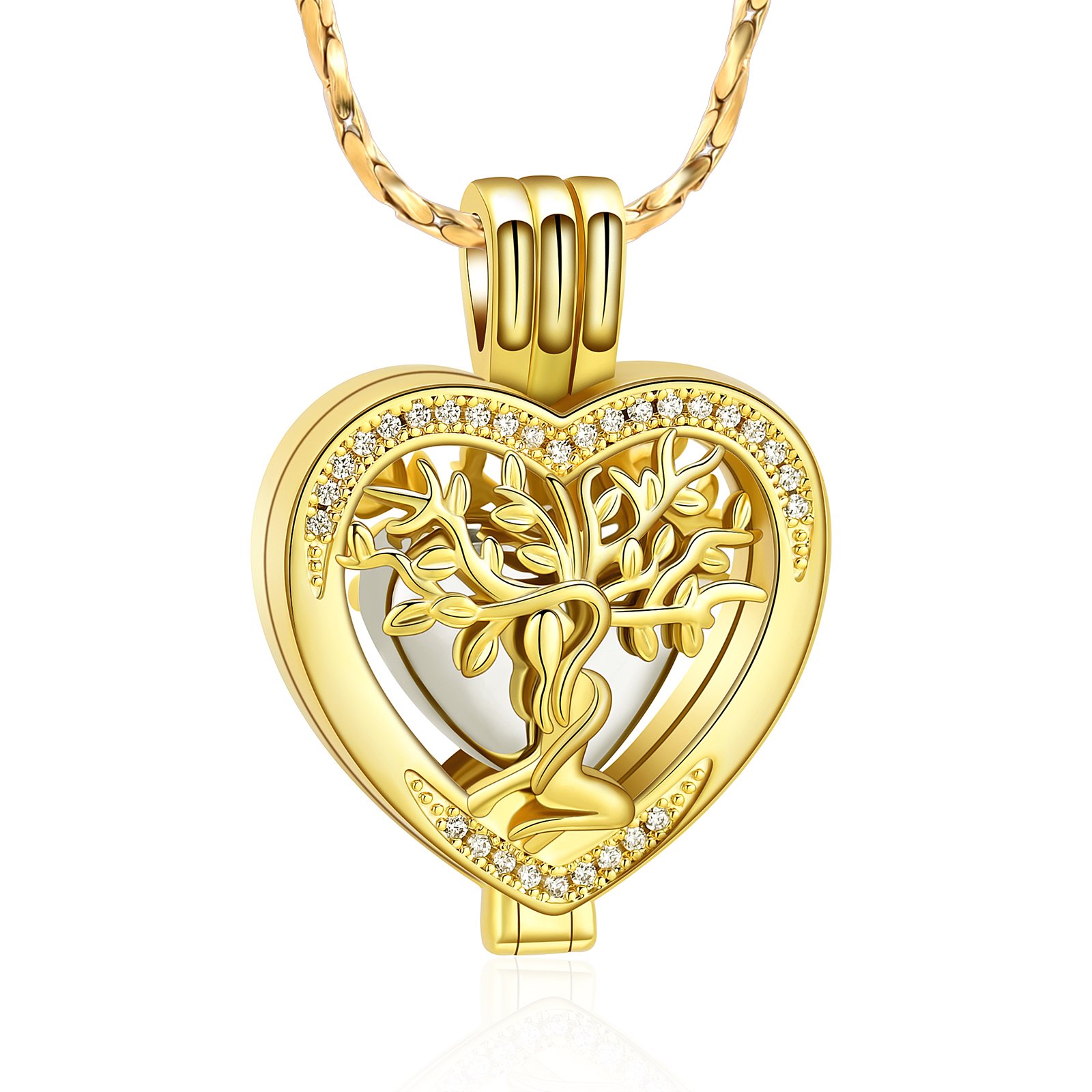 Tree of Life Urn Necklaces for Ashes Hollow Heart Cremation Jewelry Memorial Keepsake Jewelry with Funnel Filler for Women Men