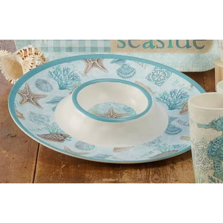 

1 PC-14.5 Round Beachcomber Shell and Starfish Melamine Chip and Dip