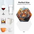 thumbnail image 6 of Honeii Colorful Plant Tiger print Leather Coaster Set of 4, ideal for safeguarding your furniture from drinks spills and effortless cleanup-Hexagon, 6 of 6