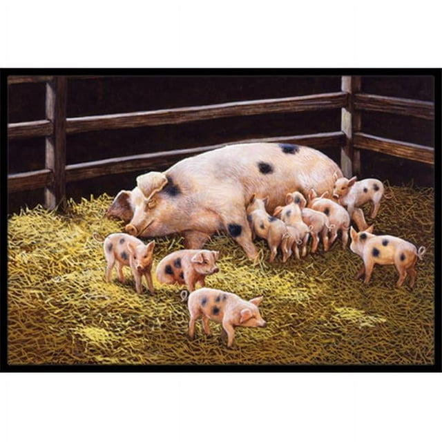 Carolines Treasures BDBA0296MAT Pigs Piglets at Dinner Time Indoor or Outdoor Mat- 18 x 27