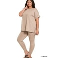 thumbnail image 2 of Zenana Women's Brushed DTY Microfier Round Neck Short Sleeve Hi-Low Hem & Full Length Leggings Loungewear Set, 2 of 5