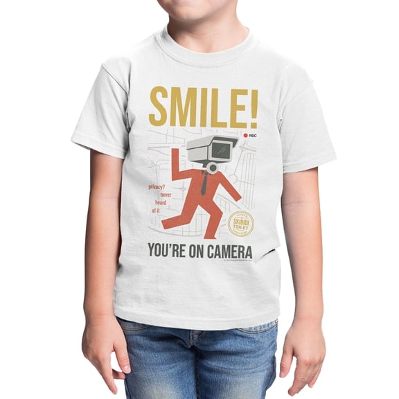Skibidi Toilet Smile Little Boys Graphic T-Shirt (White, XS-XL)