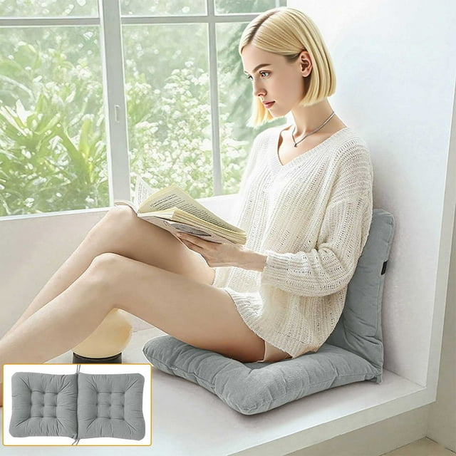 Office Lumbar Support Cushion with Backrest, Winter Seat Pad for Long Sitting, Elastic Fixing Straps, Ergonomic