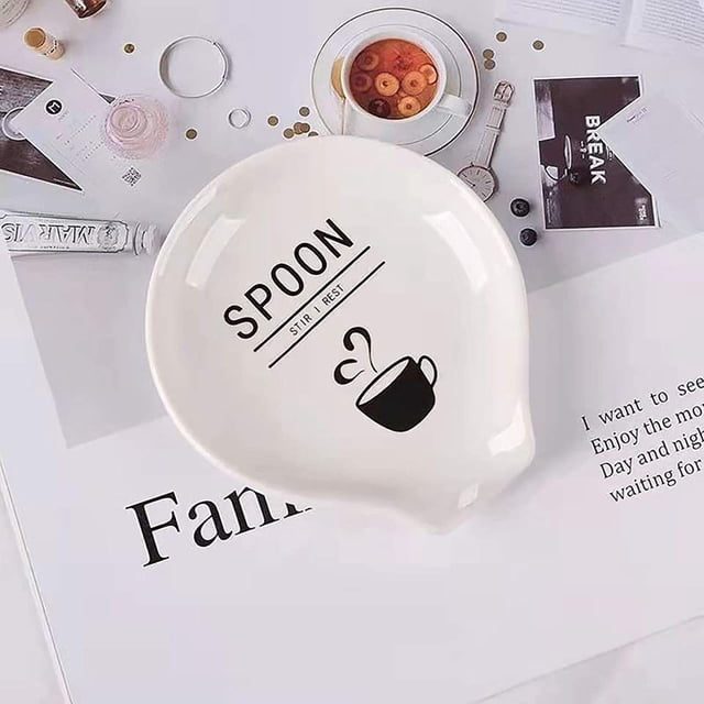 Soporte de cuchara de cerámica para estufa, soporte de cuchara de café de porcelana para encimera de cocina, encimera, estufa, resistente al calor, apto para lavaplatos