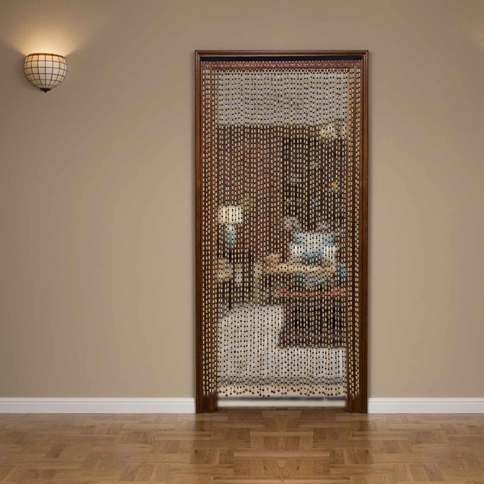 Dwellnix Eco-Friendly Bamboo Beaded Curtain, 49 Strands, Retro Design, Decorative Privacy Screen for Doors, Windows, and Rooms, Easy Installation for Home & Office Spaces
