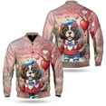thumbnail image 3 of Happy Valentine’s Day Adorable Newfoundland Puppy Holding Heart Balloon All Over Print 3D Baseball Jacket Newfie Dog Lover Gifts Bomber Jacket Softball - 00030, 3 of 6