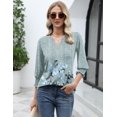 thumbnail image 5 of Women's 2025 Fashion Tops 3/4 Length Sleeve Business Casual Blouses Summer Tees Shirts, 5 of 6