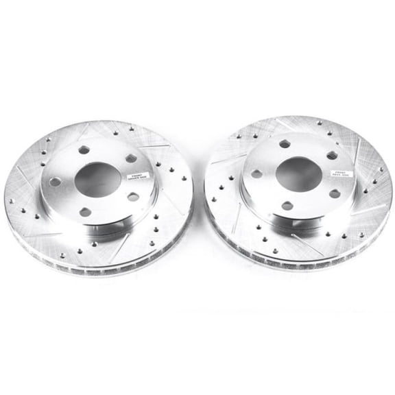 Power Stop Front Pair of Drilled and Slotted Brake Rotors JBR590XPR Fits 1991 Toyota MR2