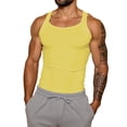 thumbnail image 3 of Solid Color Tank Top for Men Sleeveless Slim Fit Top Round Neck Stretchy Cotton Ribbed Wide Strap Casual Gym Daily Shirt, #02 Yellow, S, 3 of 6